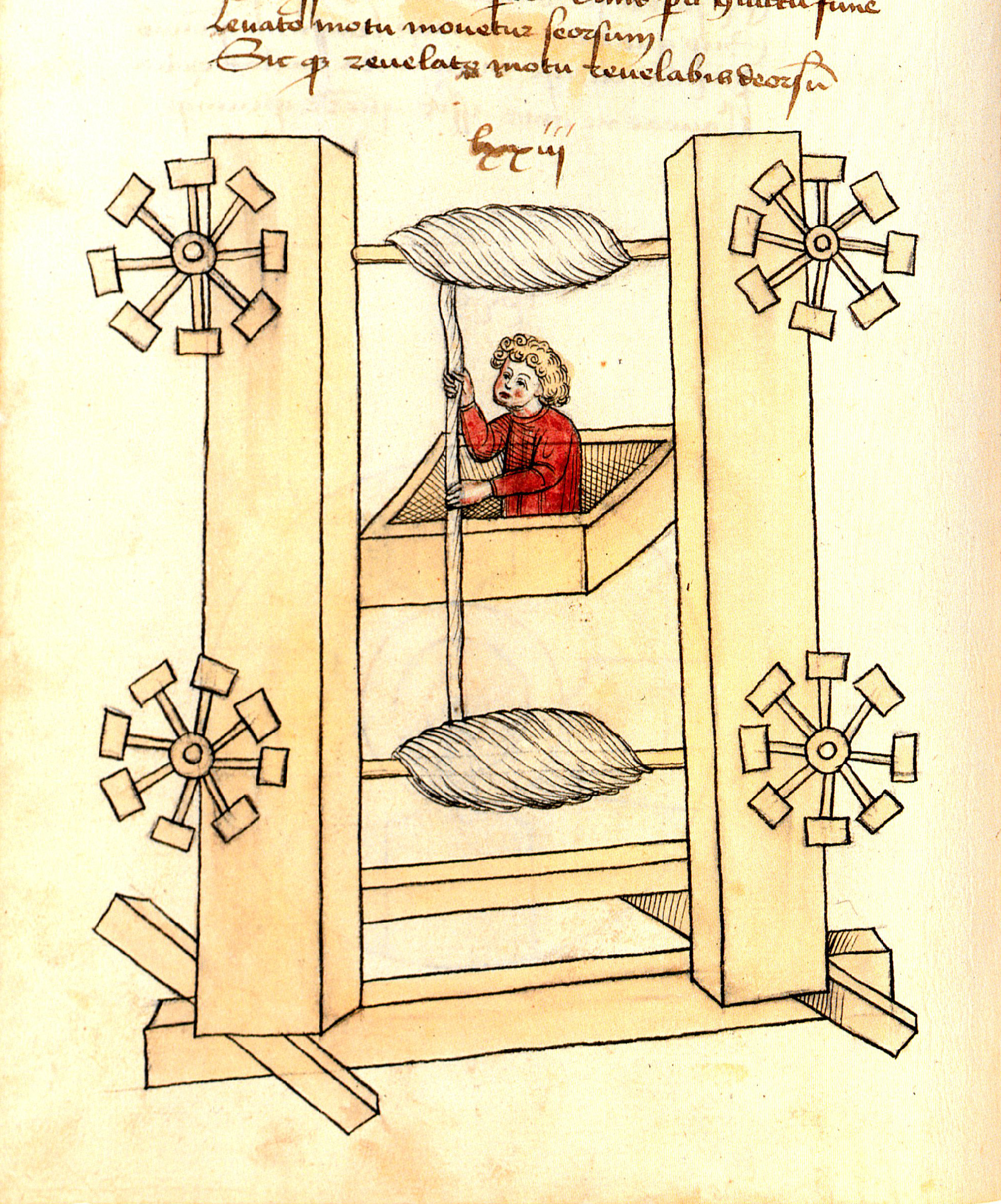 Prototipo de un ascensor, en el siglo XV